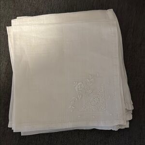 Elegant White Embroidered Napkins